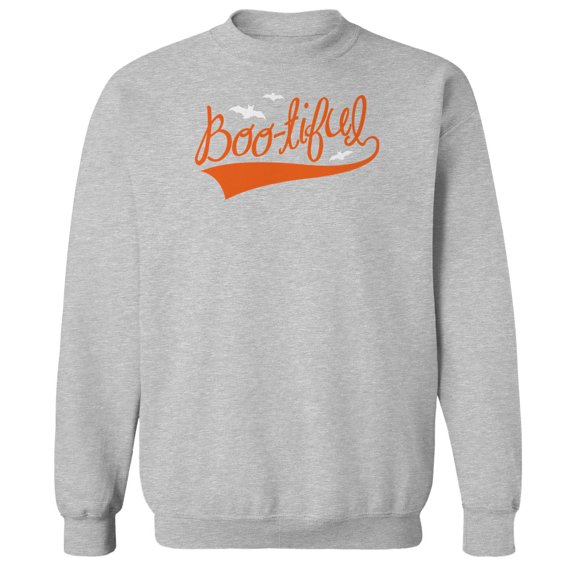 Halloween Bootiful Graphic Sport Grey Men's Cotton Pullover Sweatshirt