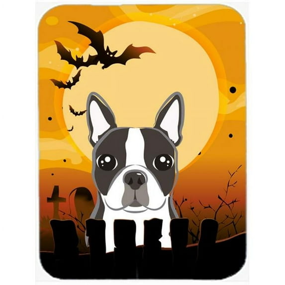 Halloween Boston Terrier Glass Cutting Board- Large