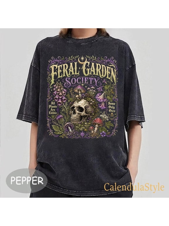 Halloween Botanical Skull Goth Tee, All Plants Are Edible Some Only Once Shirt, Gothic Plant Lover Tee, Skill Botanical Gothic Garden