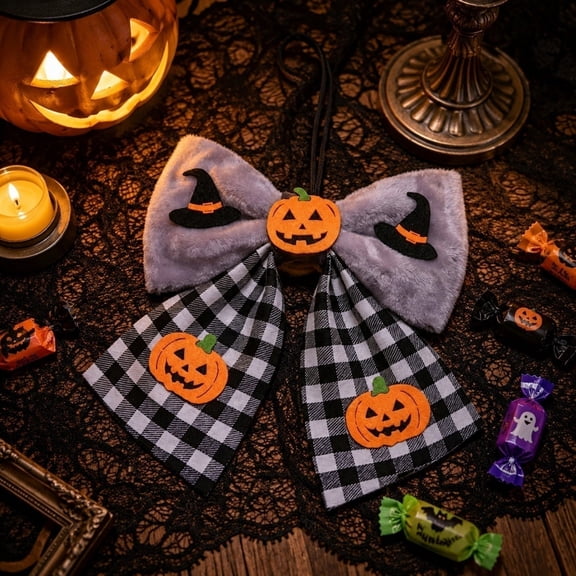 Halloween Bow Window Hanging 14x12 Inch - Spider Web Print Fabric Bow for Ghost Festival Party, Spooky Cute Polyester Ornament for Home Spooky Party Venue, Reusable Holiday Decoration