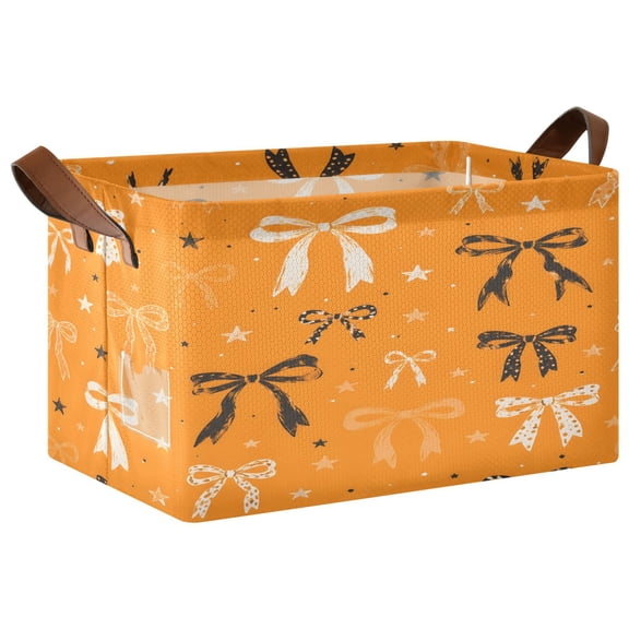 Halloween Bowknot Foldable Storage Large Fabric Storage Baskets Organizer Storage Bins with Handles for Shelves