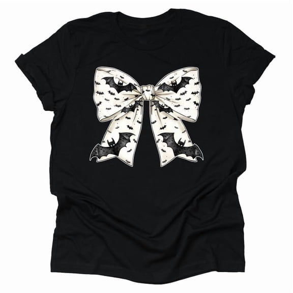 Halloween Bows Shirt Adult Unisex T-Shirt Casual Short Sleeve (Black, Large)
