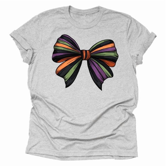 Halloween Bows Shirt Adult Unisex T-Shirt Casual Short Sleeve (Grey, Large)