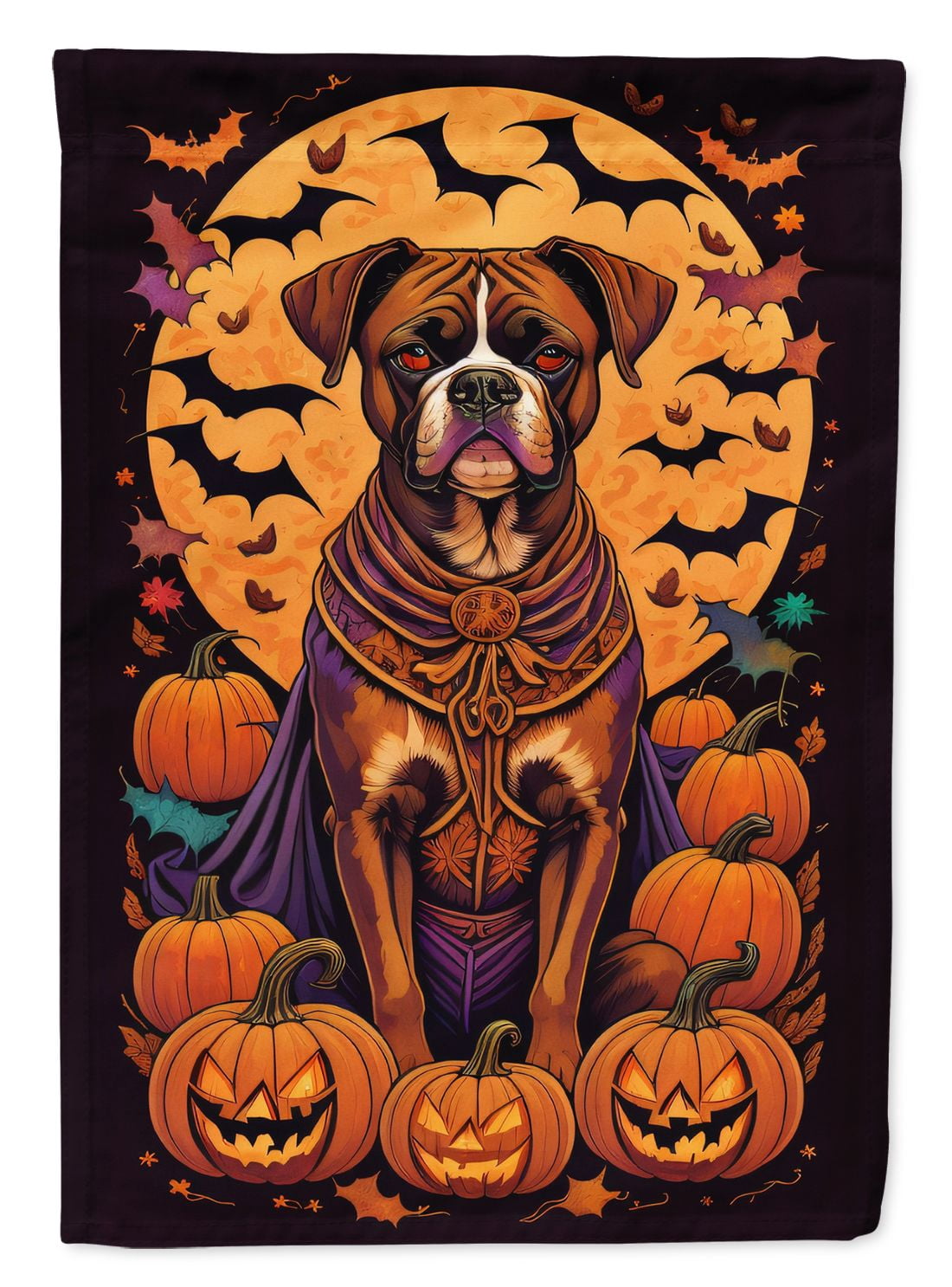 Halloween Boxer Dog House Flag 28x40IN Double-Sided Polyester Decorative Sleeve Pole Flag for Outdoor Home Garden