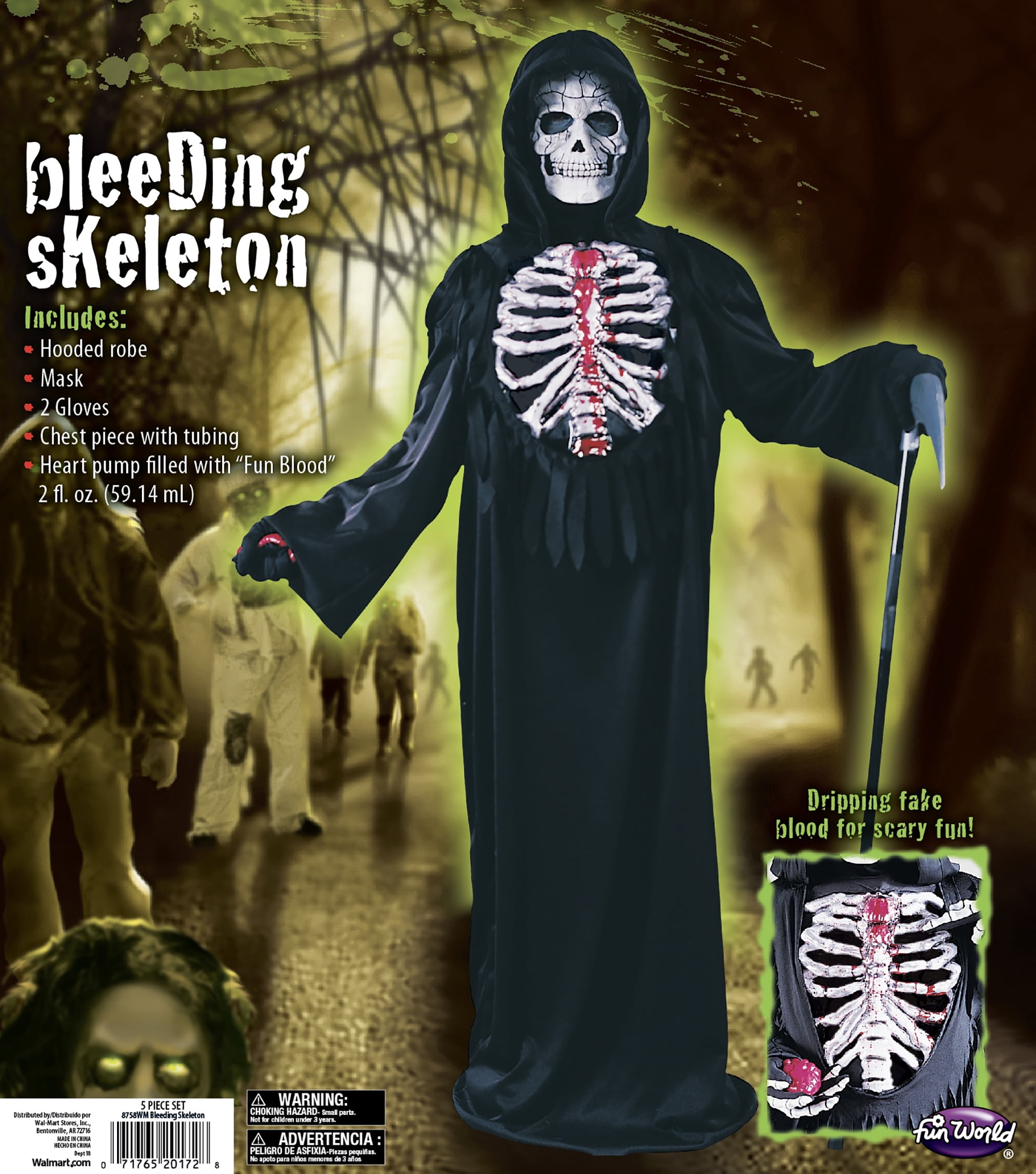 Halloween Boy's Bleeding Skeleton Costume Size Large