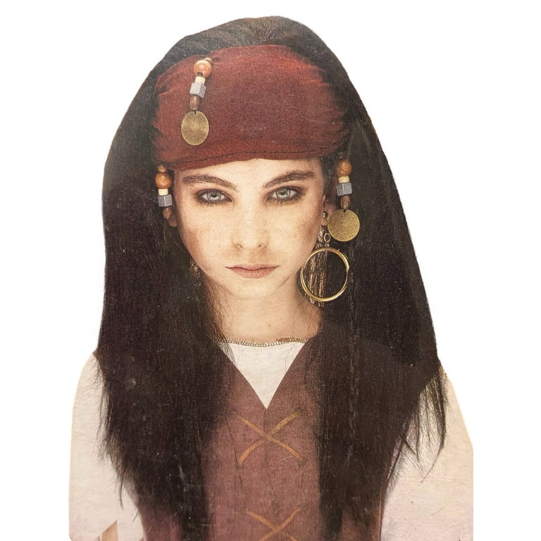 Pirate Wig Adult Brown Long Bandana Pirate Wig Adult Brown Long Bandana