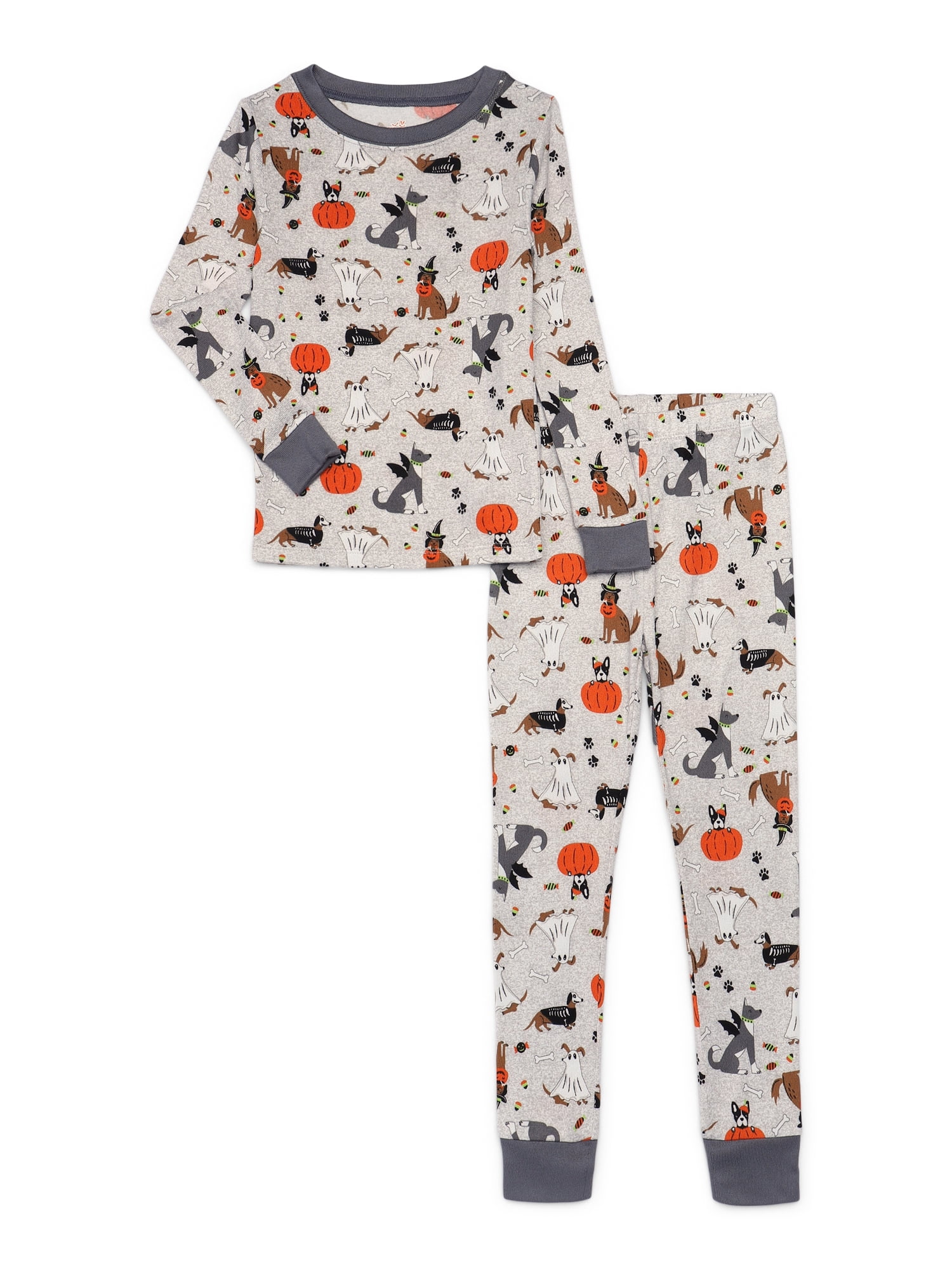 Boys Halloween Long Sleeve Top and Pants Tight Fit Pajama Set, 2-Piece, Sizes 4-10