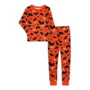 WONDER NATION Way to Celebrate Boys Halloween Long Sleeve Top and Pants Tight Fit Pajama Set, 2-Piece, Sizes 4-10
