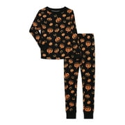 WONDER NATION Way to Celebrate Boys Halloween Long Sleeve Top and Pants Tight Fit Pajama Set, 2-Piece, Sizes 4-10