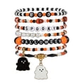 thumbnail image 1 of Halloween Bracelet Halloween Bracelet Charms Red Black Stackable Beaded Stretch Bands with Spooky Ghost Bat Pendants Cute Horror Holiday Party Favors Jewelry Gifts for Women Girls,A, 1 of 4
