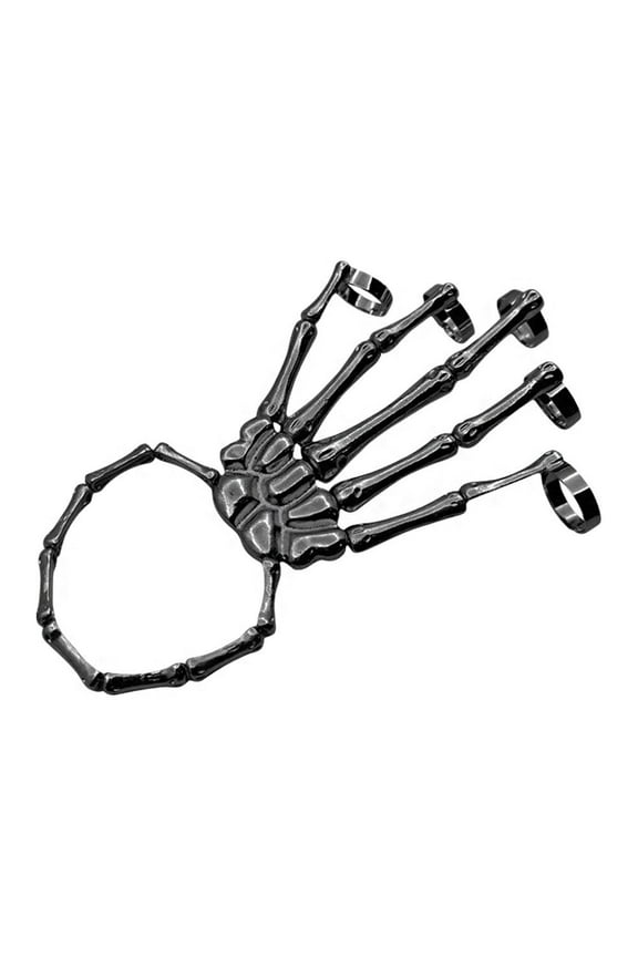 Halloween Bracelet, Halloween Skull Skeleton Hand Bracelet with Metal Bangle Hand Skull Bracelet Bracelet Fin Skeleton