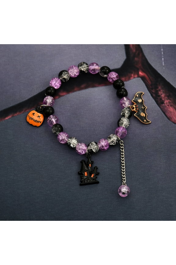 Halloween Bracelets Ghost Pumpkin Switch Charm Bracelets Gifts Stretch Beaded Bracelets for Women