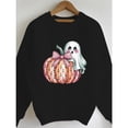 thumbnail image 1 of Halloween Breathable Ghost Pumpkin Graphic Sweatshirt Round-neck long-sleeved Top in Black S-3XL, 1 of 6