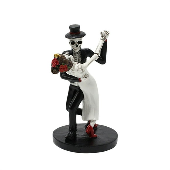 Halloween Bride Groom Skeleton Statue Dancing Pose Couple Figurine Skulls Halloween Decor