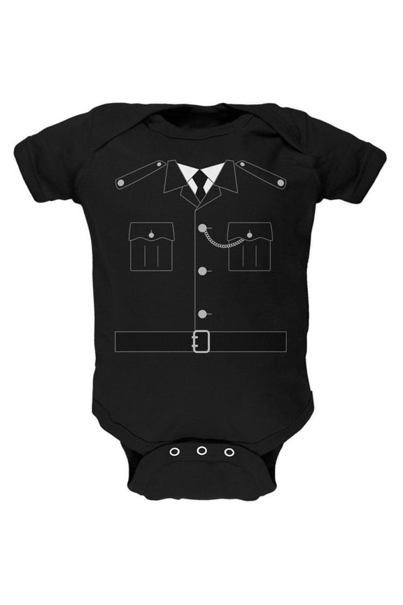 Halloween British Bobby Copper Police Costume Soft Baby One Piece Black 9-12 M