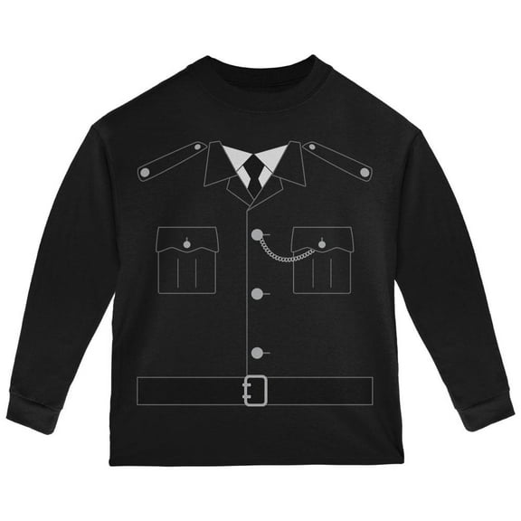 Halloween British Bobby Copper Police Costume Toddler Long Sleeve T Shirt Black 4T