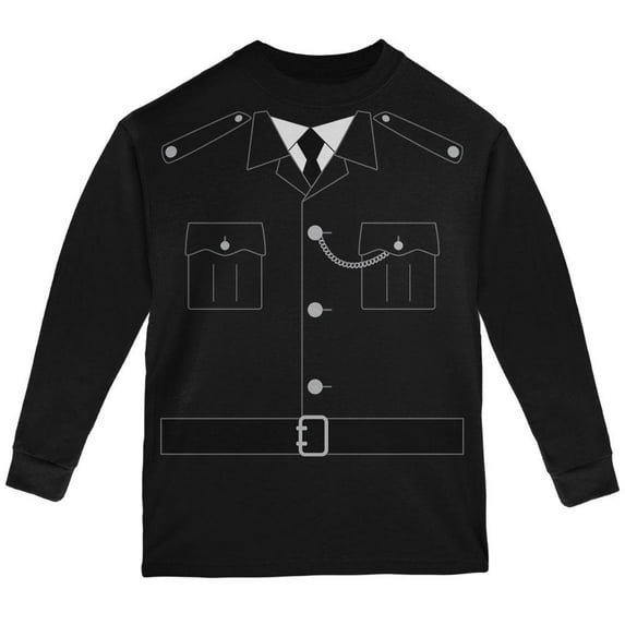 Halloween British Bobby Copper Police Costume Youth Long Sleeve T Shirt Black YMD