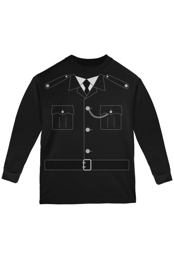 Halloween British Bobby Copper Police Costume Youth Long Sleeve T Shirt Black YMD