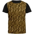 thumbnail image 1 of Halloween Bronze Scale Mail Armor Costume All Over Mens Black Back T Shirt Multi SM, 1 of 1