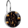Halloween Broom Decoration Crystal Glass Shower Curtain Hooks Rings