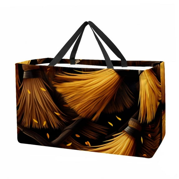 Halloween Broom Large Capacity Reusable Foldable Oxford Cloth Storage Basket: Tote Bag, Laundry Organizer, and Storage Box