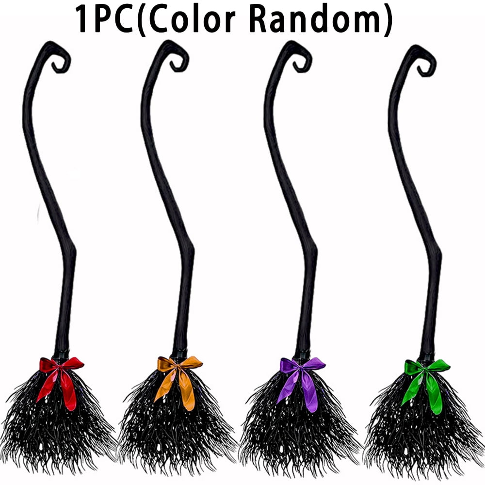 Halloween Broom with Colorful Ribbon Children Flying Broomstick Props