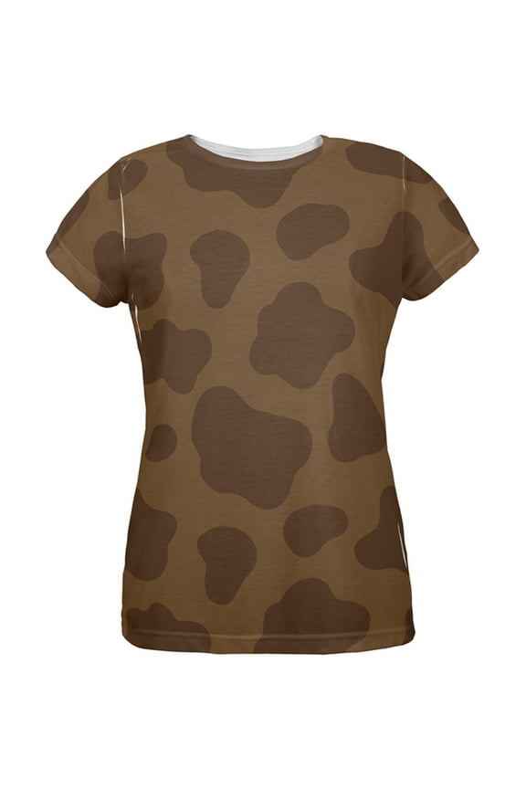 Halloween Brown Chocolate Milk Cow Costume All Over Womens T Shirt Multi SM