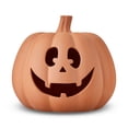 thumbnail image 1 of Clay Pumpkin Jack-o'-Lantern Tabletop Decor, Brown, 9", Fall Indoor by Way To Celebrate, 1 of 6