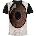 thumbnail image 1 of Halloween Brown Creepy Eyeball Costume All Over Mens Black Back T Shirt, 1 of 1