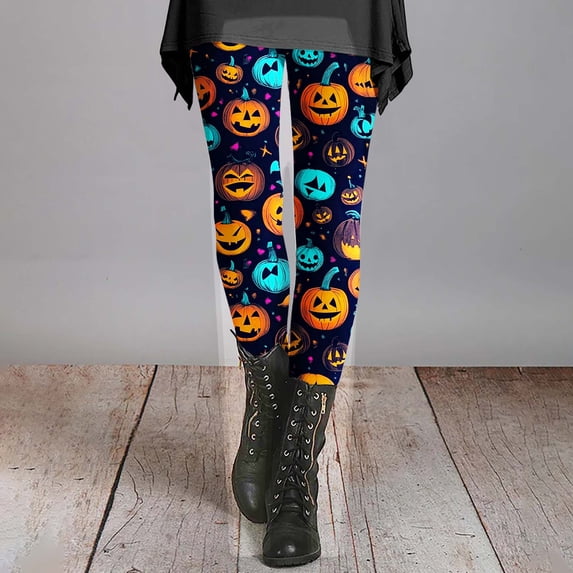 Halloween Brown Women's Printed Yoga Leggings Milk Silk Grinding Soft High Waisted Tummy Control Workout Yoga Pants L