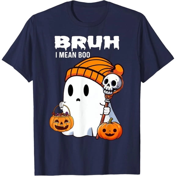 Halloween Bruh Ghost I'm Mean Boo Skull Pumpkin Scary Unisex T-Shirt 1