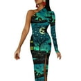 thumbnail image 1 of Halloween Bs Side Split Bodycon Dress Woman Skeleton Art Heart Maxi Dress Autumn Long Sleeve Party Graphic Dresses Gift, 1 of 2