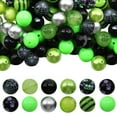 thumbnail image 1 of Halloween Bubblegum Beads, 50Pcs 20mm Acrylic Plastic Beads Spacer Gumball Loose Beads Black Green Chunky Beads for Halloween DIY (Green and Black), 1 of 7