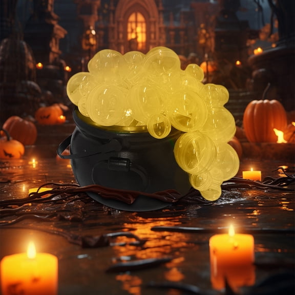 Halloween Bubbling Witches Cauldron Decoration, Halloween Bowl DIY Bubbling Cauldron Set,Black Bowl On Tripod With Timer Lights Party Decoration,Spooky Decor for Home Kitchen Room Party Table