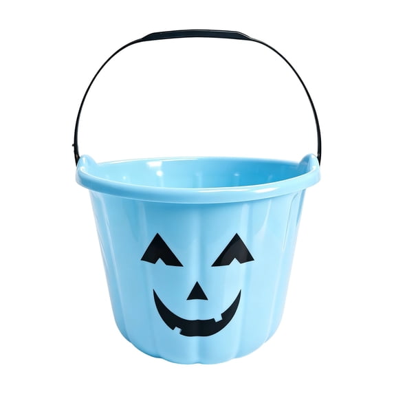 Halloween Bucket, Pumpkin bucket, Trick or Treat Buckets, Halloween Pumpkin Candy Pails with Handles, Plastic Jack O Lantern Party Favor Baskets, Blue Halloween Decor Pails for Halloween Party