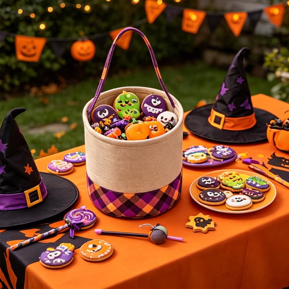 Halloween Bucket, Trick or Treat Basket Halloween Candy Bucket Gift Basket Pumpkin Buckets Baskets Candy Bags Pumpkin Baskets for Party Favor Decorations