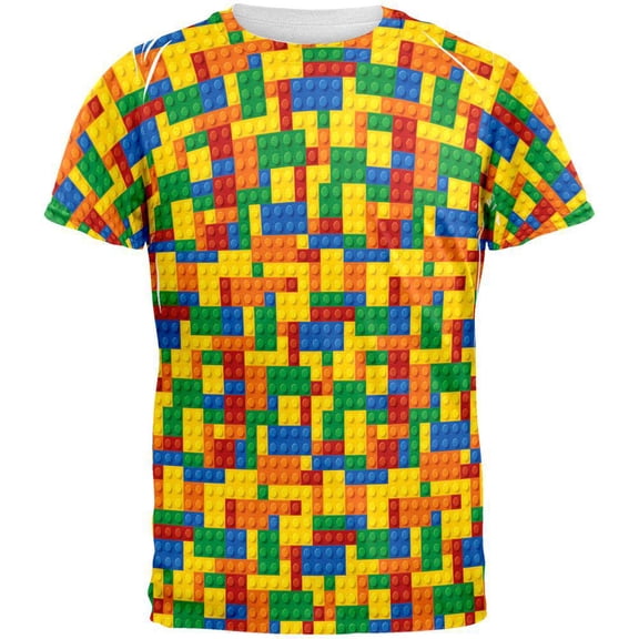 Halloween Building Blocks Costume All Over Adult T-Shirt - Large