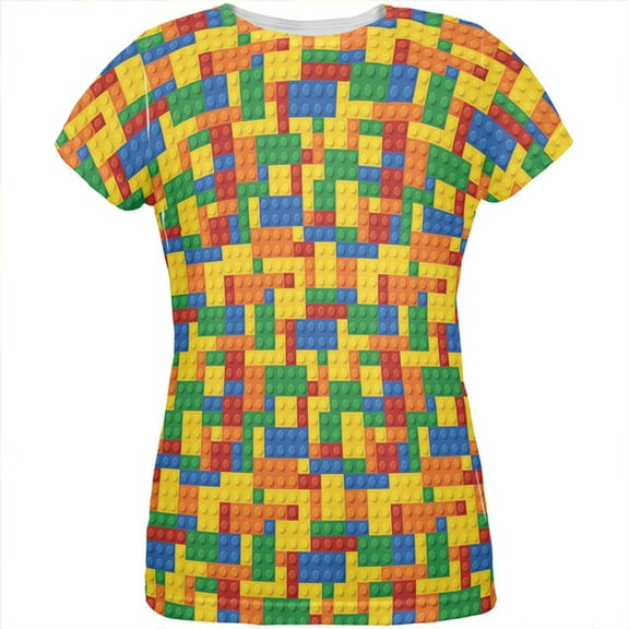 Halloween Building Blocks Costume All Over Womens T Shirt Multi 2XL