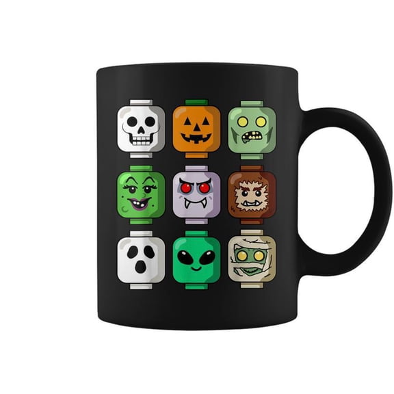 Halloween Building Brick Head Pumpkin Ghost Zombie Boys Coffee Mugs