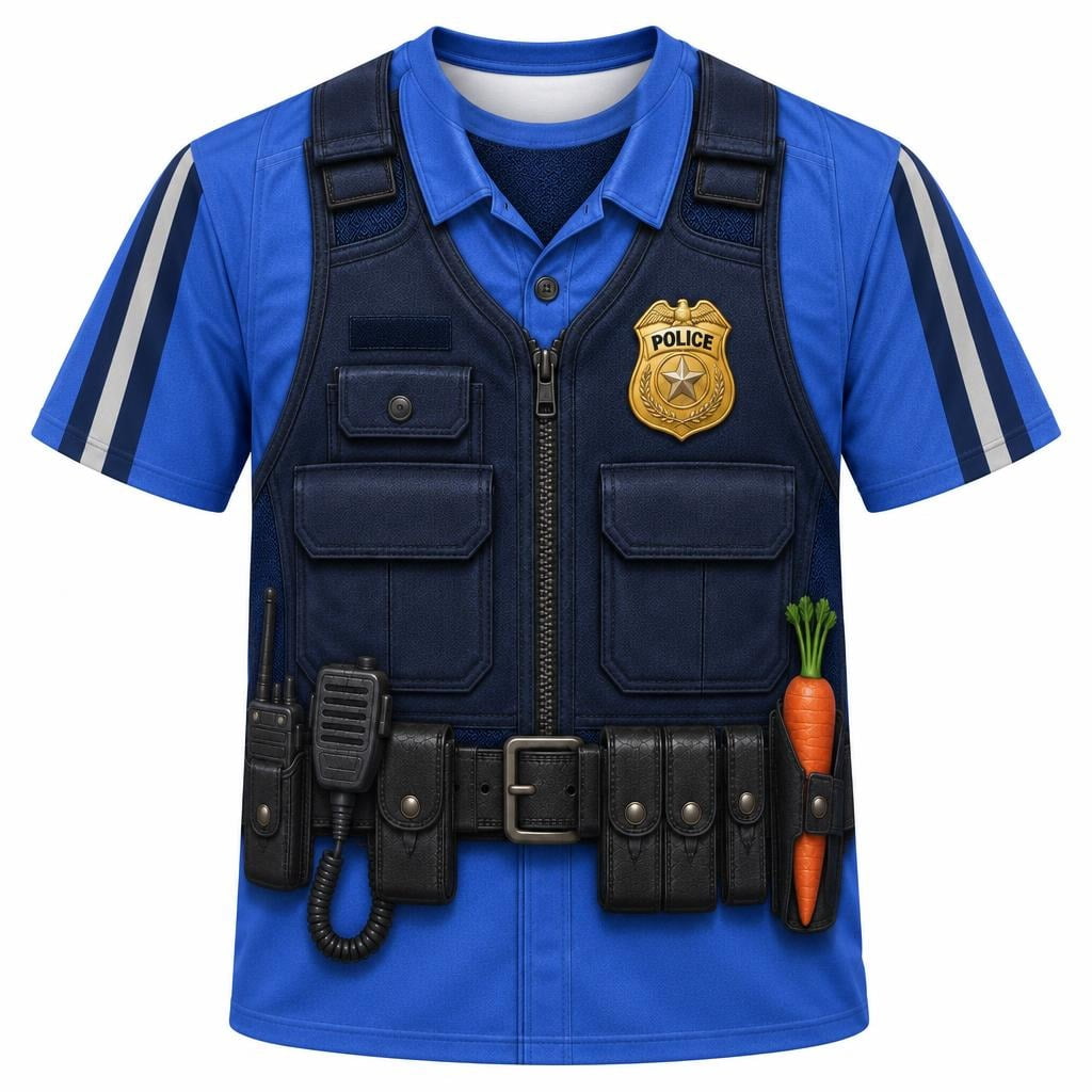 Halloween Bunny Police Officer All Over Mens Costume T Shirt - Walmart.com