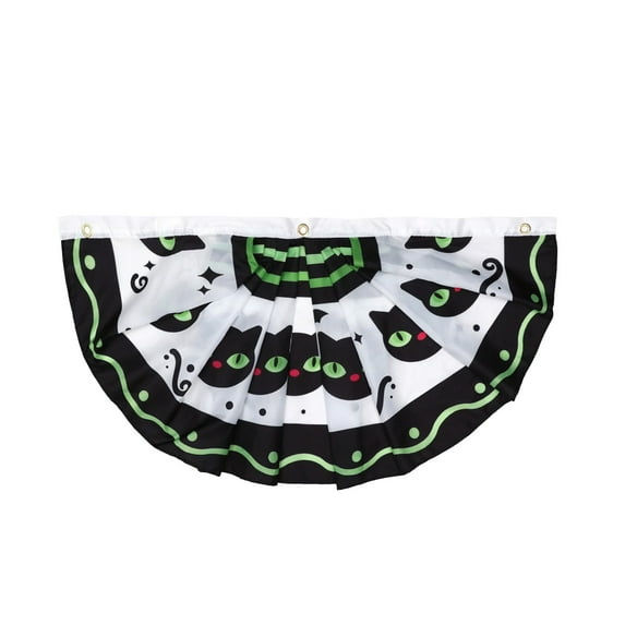 Halloween Bunting Fan Flag 2pcs Happy Halloween Bunting Flag Ghost Pumpkin Half Fan Banner for Holiday Indoor Outdoor Yard Decorations, 35.4inch