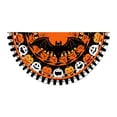 thumbnail image 1 of Halloween Bunting Flags, Orange Black Ghost Pumpkin Bat Banner, Weatherproof Polyester Half Fan Pennant with 3 Grommets for Indoor Outdoor Yard Porch Party Decor, 3x1.5 Ft, 1 of 5