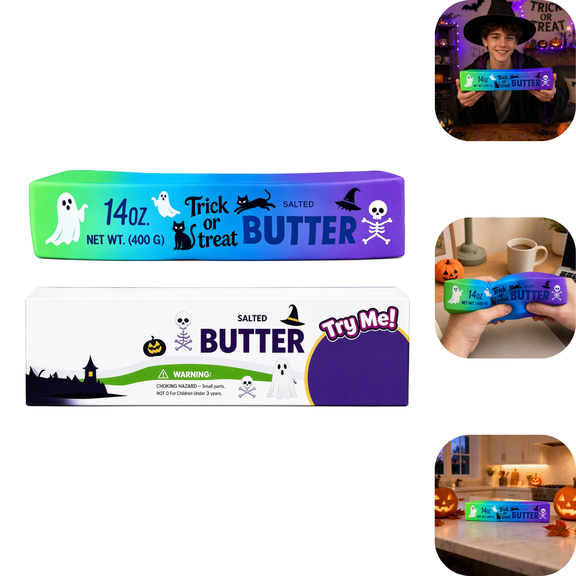 Halloween Butter Squishy Jumbo toys, Compact Slow Rising Squishy Butter Squeeze Fidget Toys, Stress Balls for Sensory Relief, Halloween Indoor Decor Holiday Gifts