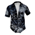 thumbnail image 1 of Halloween Button Up Shirt Men Skull Print Turndown Collar Short Sleeve Regular Fit Shirts for Men, 1 of 5