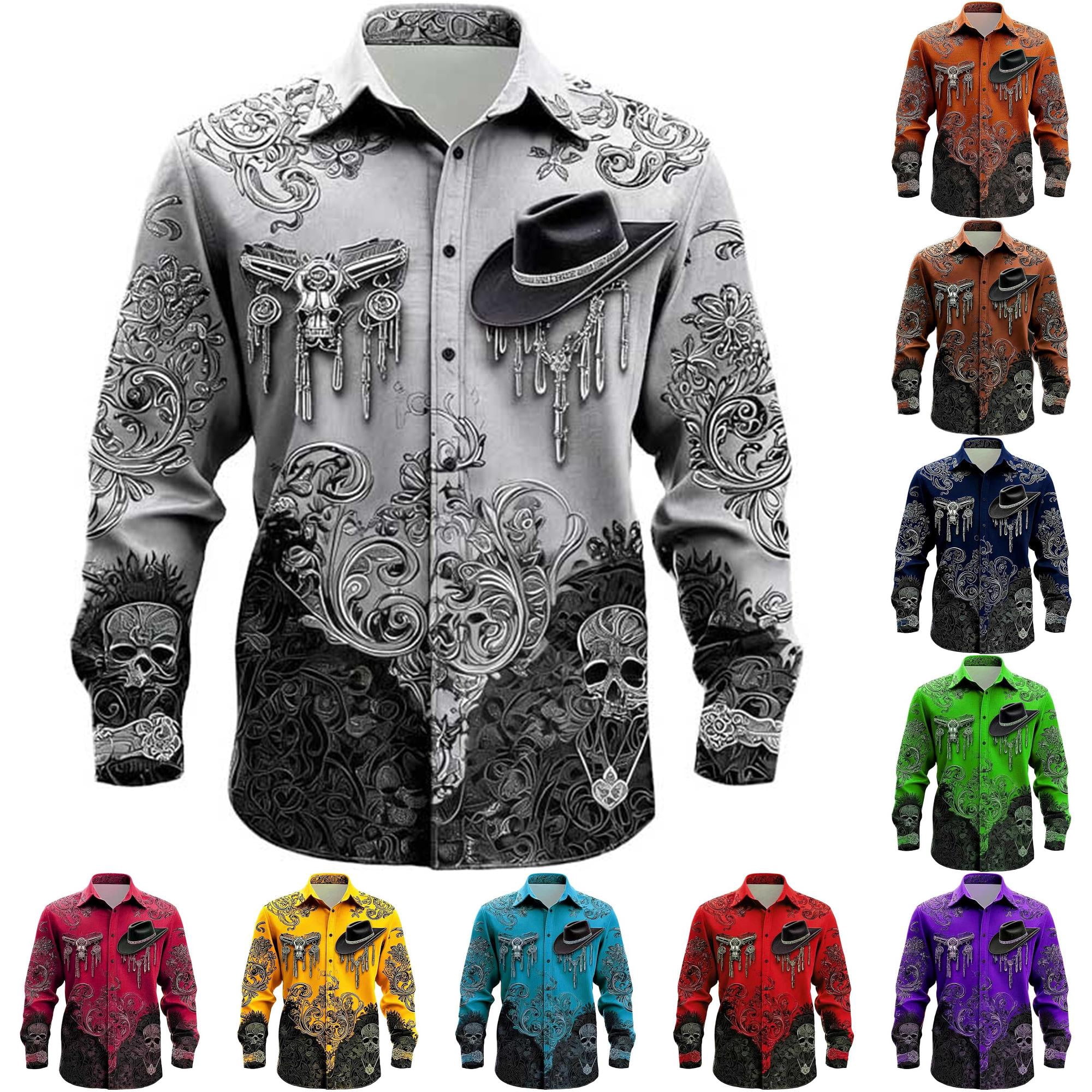 Halloween Button Up Shirts for Men Cute Scary Horror 3D Printed Shirt ...