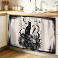 thumbnail image 1 of Halloween Cabinet Curtain 28"W x 51"L, Rustic Horror Skeleton Cats Buttterfly Skull Black Dust-Proof Privacy Curtain for Closet Shelves Self Adhesive, Sink Skirt for Bathroom Vanity Kitchen Laundry, 1 of 9