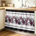 thumbnail image 1 of Halloween Cabinet Curtain 32"Wx55"L, Dustproof Pantry Door Curtain with Self Adhesive Tape, Black Purple Skull Roses Horror Flower Tall Storage Cover Privacy Drape for Bathroom Kitchen Laundry Room, 1 of 9