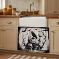 thumbnail image 1 of Halloween Cabinet Curtains 28"W x 35L, Farmhouse Skulls Pumpkins Crow Bats Spooky Rustic Under Sink Skirt for Bathroom Vanity Kitchen Self Adhesive, Dust-Proof Privacy Curtain for Closet Shelves, 1 of 9