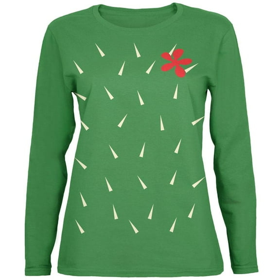 Halloween Cactus Costume Womens Long Sleeve T Shirt Green SM