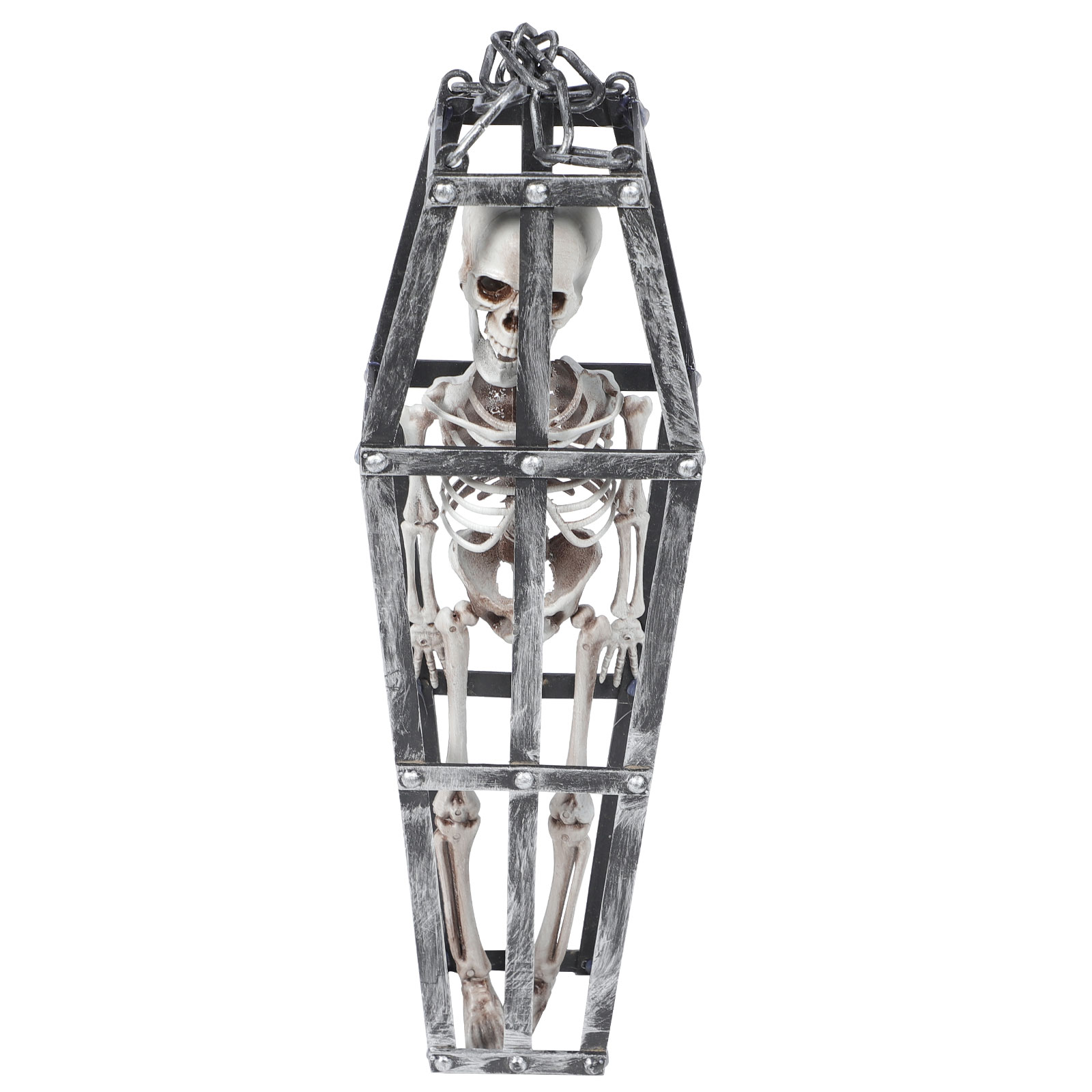 Halloween Caged Skeleton Haunted House Props Horror Scene Decor